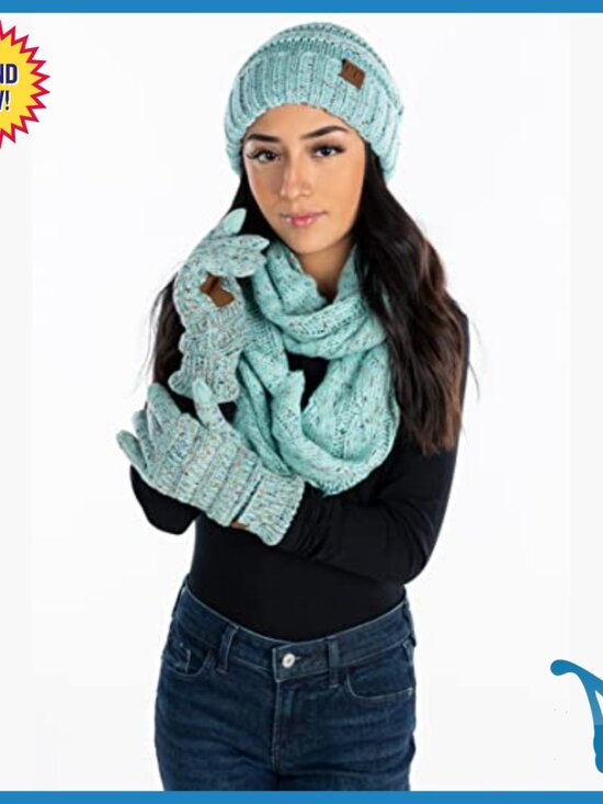 Oversized Slouchy Beanie Infinity Scarf Glove Set Winter Accessories main image 2